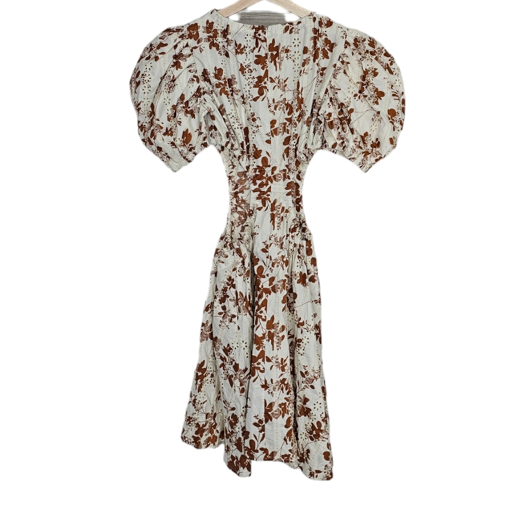 Autum Adiegbo Ilona Dress Brown White Cutout Floral New With Tags Size 2 - Picture 4 of 10